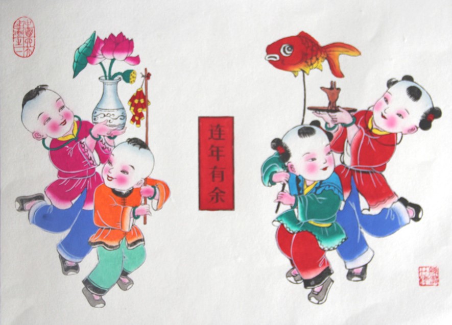10款唯美生動年畫娃娃，古風(fēng)手繪中國年畫