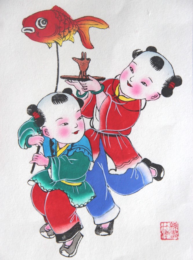 10款唯美生動(dòng)年畫娃娃，古風(fēng)手繪中國(guó)年畫