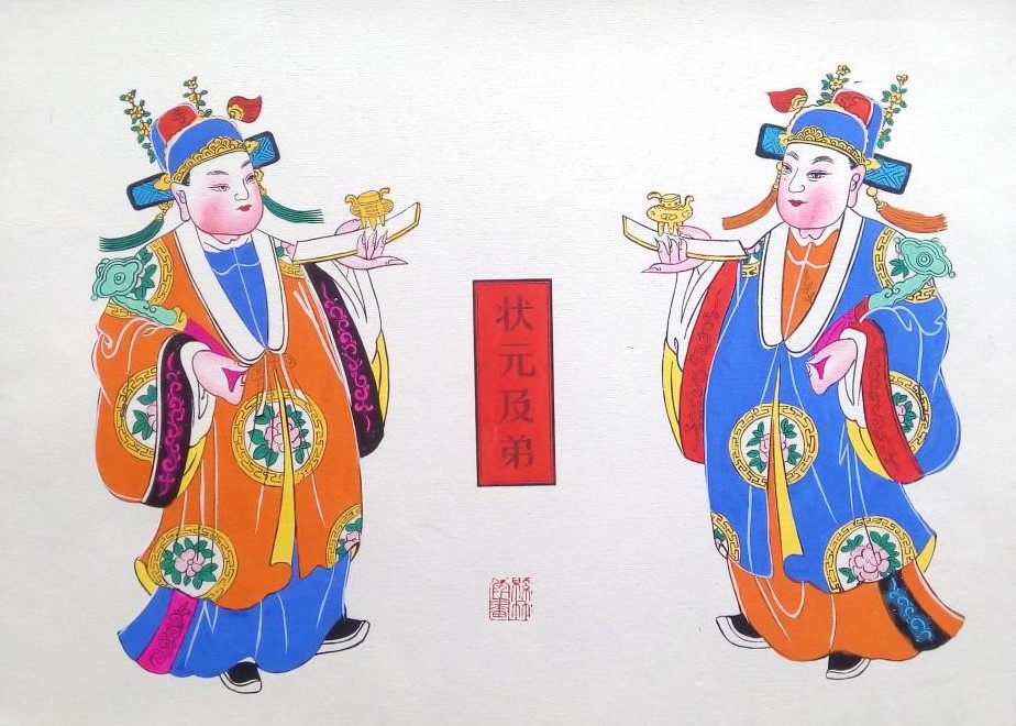 唯美生動(dòng)門神年畫，古風(fēng)手繪中國年畫