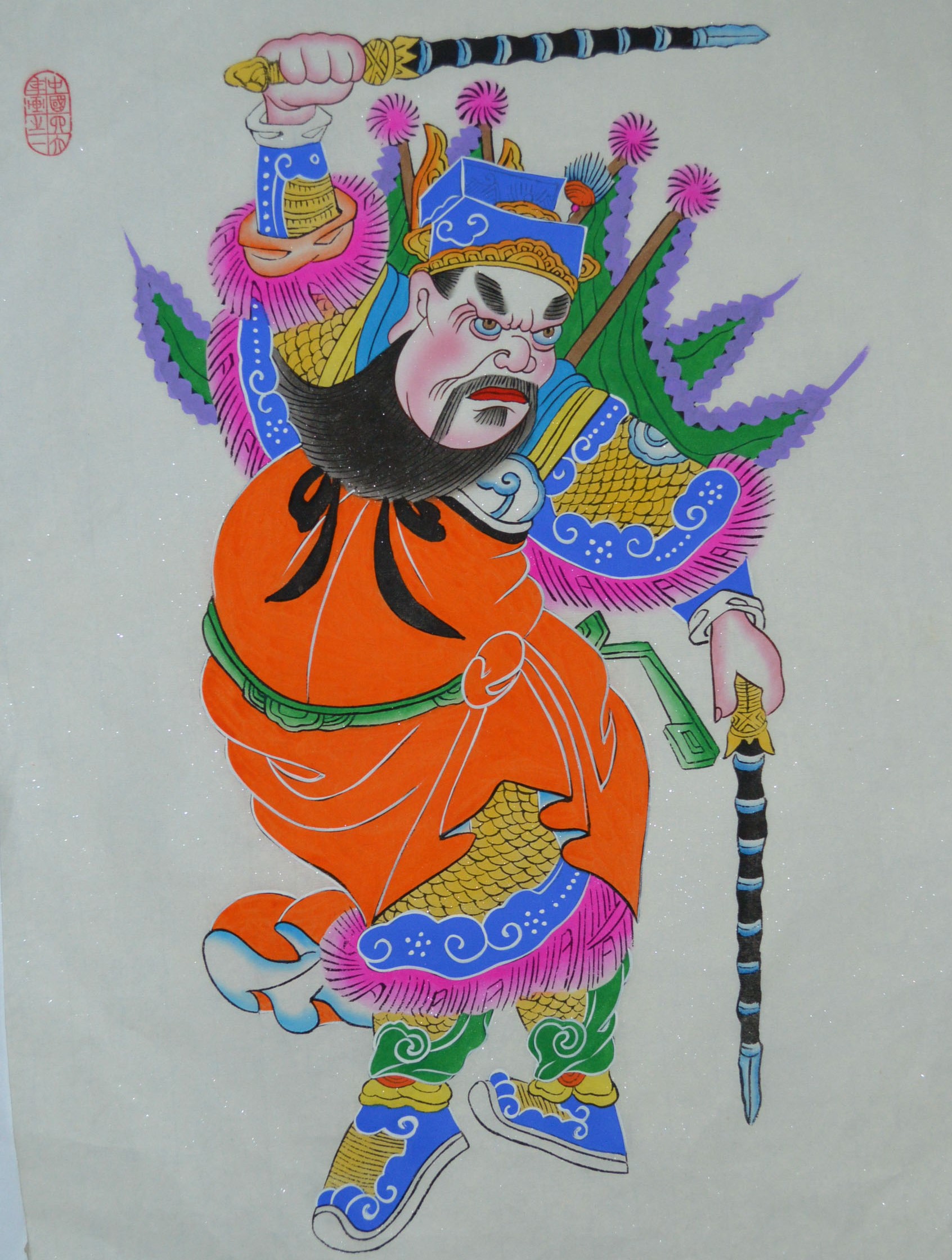 唯美生動(dòng)門神年畫，古風(fēng)手繪中國年畫