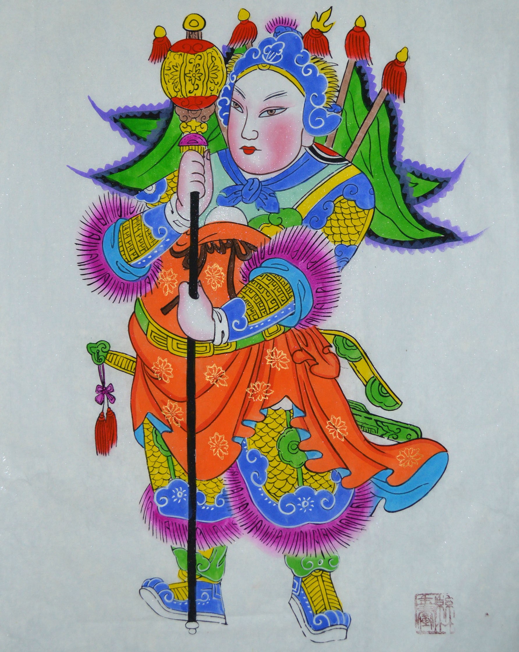 唯美生動(dòng)門神年畫，古風(fēng)手繪中國年畫