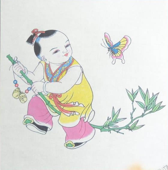 十款民間工藝年畫，古風手繪童趣中國年畫