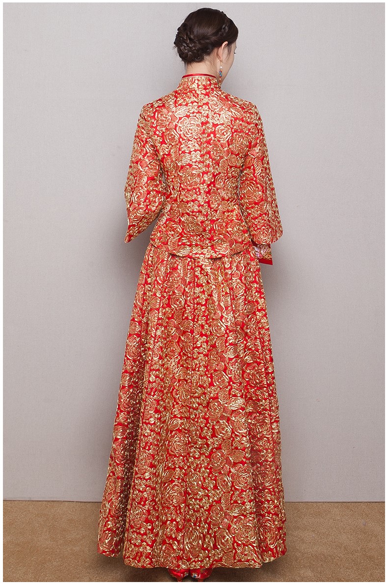 中式紅色新娘結(jié)婚禮服，唯美秀禾中式禮服