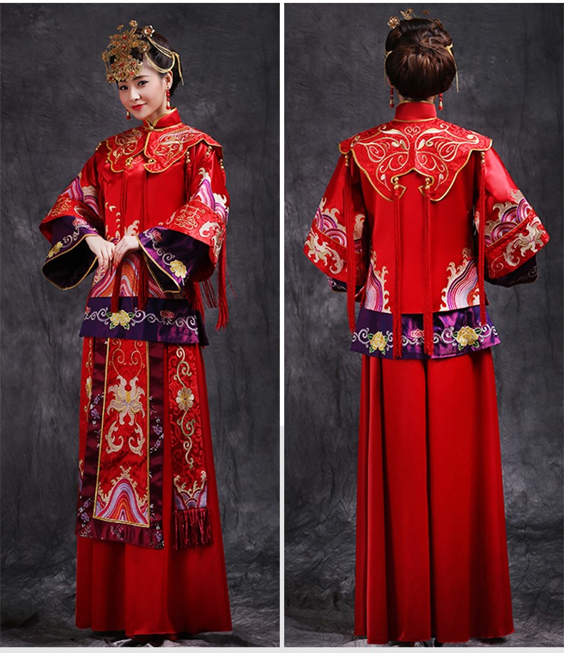 風(fēng)姿華美新娘禮服，復(fù)古刺繡中式禮服