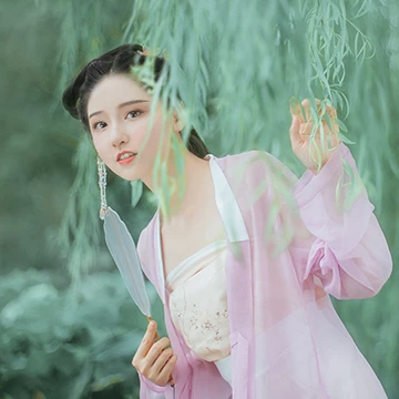 柳下紫衣帶傘頭像，唯美古風(fēng)真人頭像