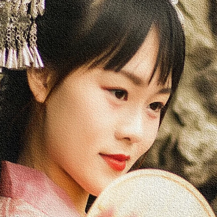 小清新粉衣帶團(tuán)扇女生頭像，唯美古風(fēng)真人頭像