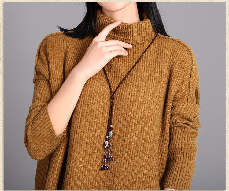 景泰藍紫水晶流蘇民族風項鏈毛衣鏈