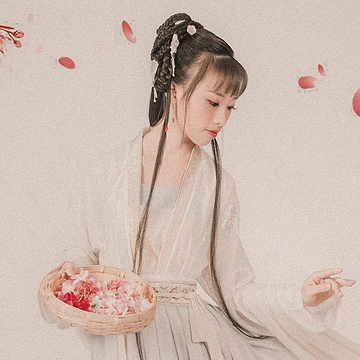 粉色落花拿書(shū)女生頭像，唯美古風(fēng)真人頭像