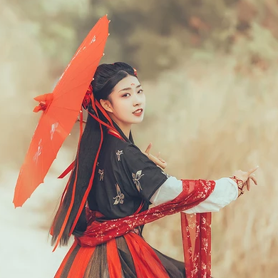 紅妝帶紅傘女生頭像，唯美古風(fēng)真人頭像