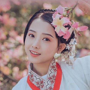 粉色木棉花少女頭像，唯美古風(fēng)真人頭像