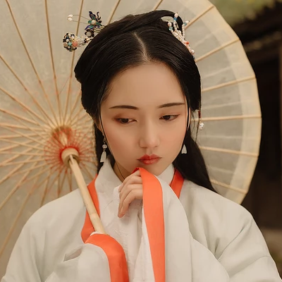 傷感思念帶傘女生頭像，唯美古風真人頭像