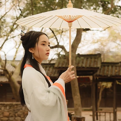 傷感思念帶傘女生頭像，唯美古風真人頭像