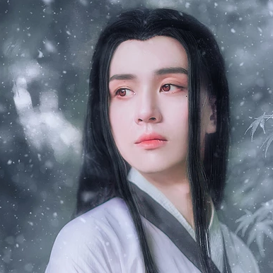 雪景翩翩公子帶折扇頭像，唯美古風(fēng)真人頭像