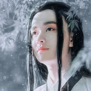 雪景翩翩公子帶折扇頭像，唯美古風(fēng)真人頭像