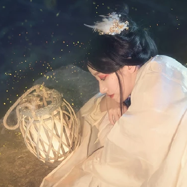 流螢白衣提燈少女頭像，唯美古風(fēng)真人頭像