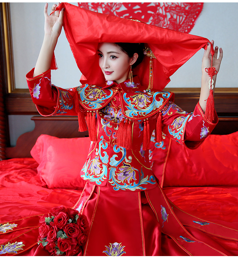 古典秀禾中式禮服，流蘇新娘結(jié)婚禮服