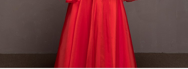 荷葉邊袖新娘結(jié)婚禮服，優(yōu)雅網(wǎng)紗蓬松中式禮服