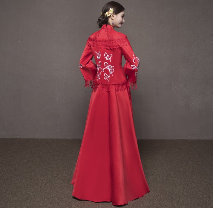 蝶戀花蘇繡新娘結(jié)婚禮服，唯美大氣中式禮服