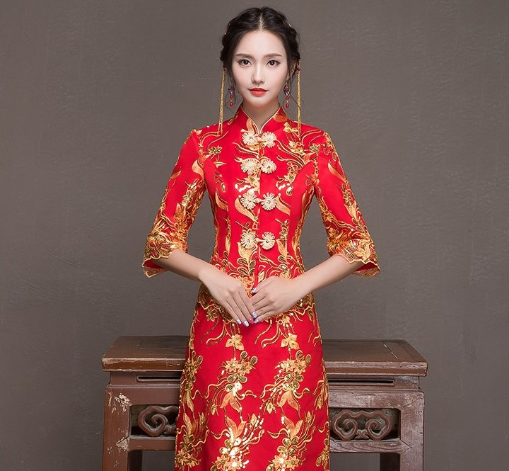 優(yōu)雅端莊中式禮服，唯美新娘禮服