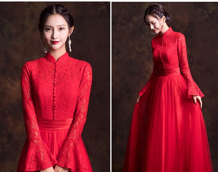 古典韻味中式禮服，唯美蕾絲紗裙新娘禮服