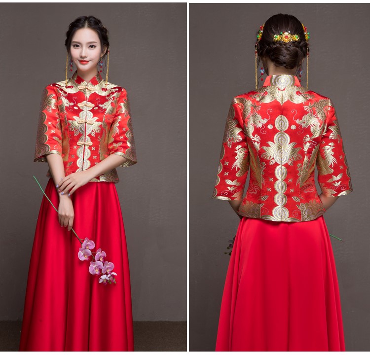花朵繁枝中式禮服，唯美新娘禮服