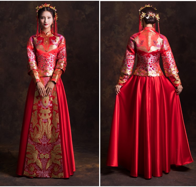 龍飛鳳舞中式禮服，奢華云錦新娘禮服