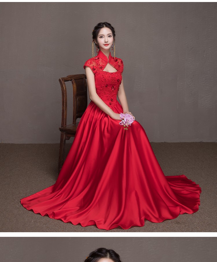 喜結(jié)良緣中式禮服，唯美性感珠花晚禮服