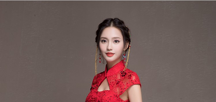 喜結(jié)良緣中式禮服，唯美性感珠花晚禮服