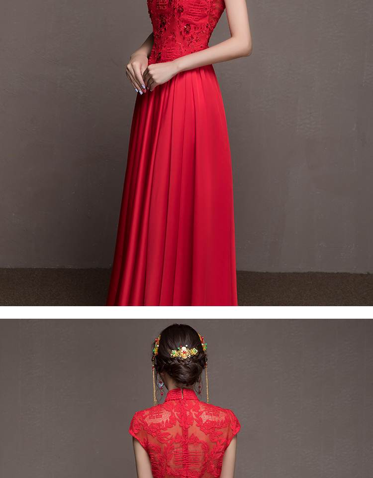 喜結(jié)良緣中式禮服，唯美性感珠花晚禮服