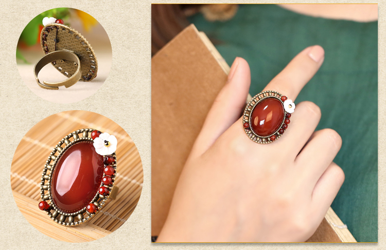 家佳樂文學(xué)大氣紅瑪瑙開口戒指飾品