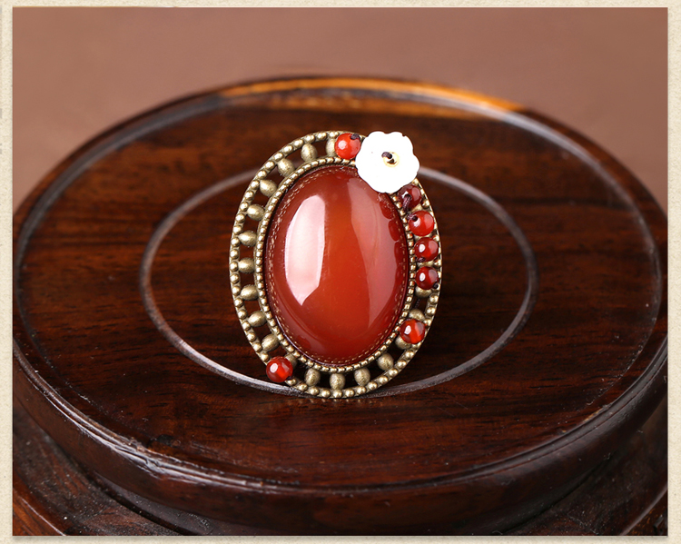 家佳樂文學(xué)大氣紅瑪瑙開口戒指飾品