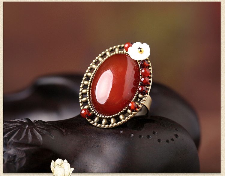 家佳樂文學(xué)大氣紅瑪瑙開口戒指飾品