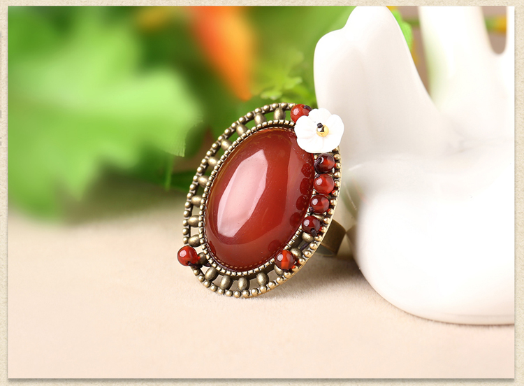 家佳樂文學(xué)大氣紅瑪瑙開口戒指飾品