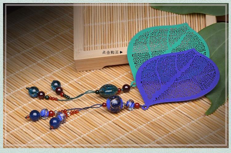 家佳樂文學(xué)金屬葉脈個性創(chuàng)意流蘇一葉知秋書簽