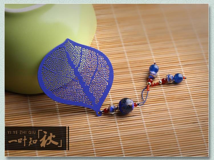 家佳樂文學(xué)金屬葉脈個性創(chuàng)意流蘇一葉知秋書簽
