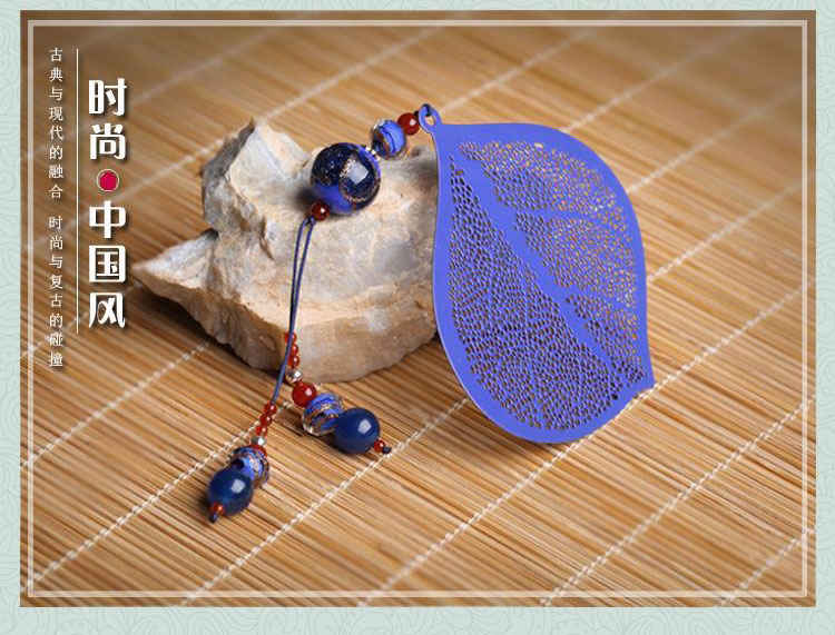 家佳樂文學(xué)金屬葉脈個性創(chuàng)意流蘇一葉知秋書簽