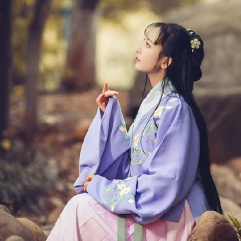 高貴優(yōu)雅紫衣帶團(tuán)扇女生頭像，唯美古風(fēng)真人頭