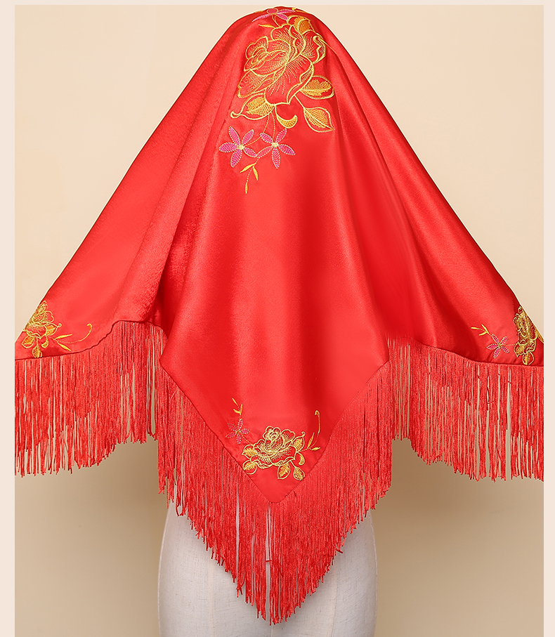 繁縷中式頭飾紅蓋頭，唯美流蘇刺繡新娘蓋頭