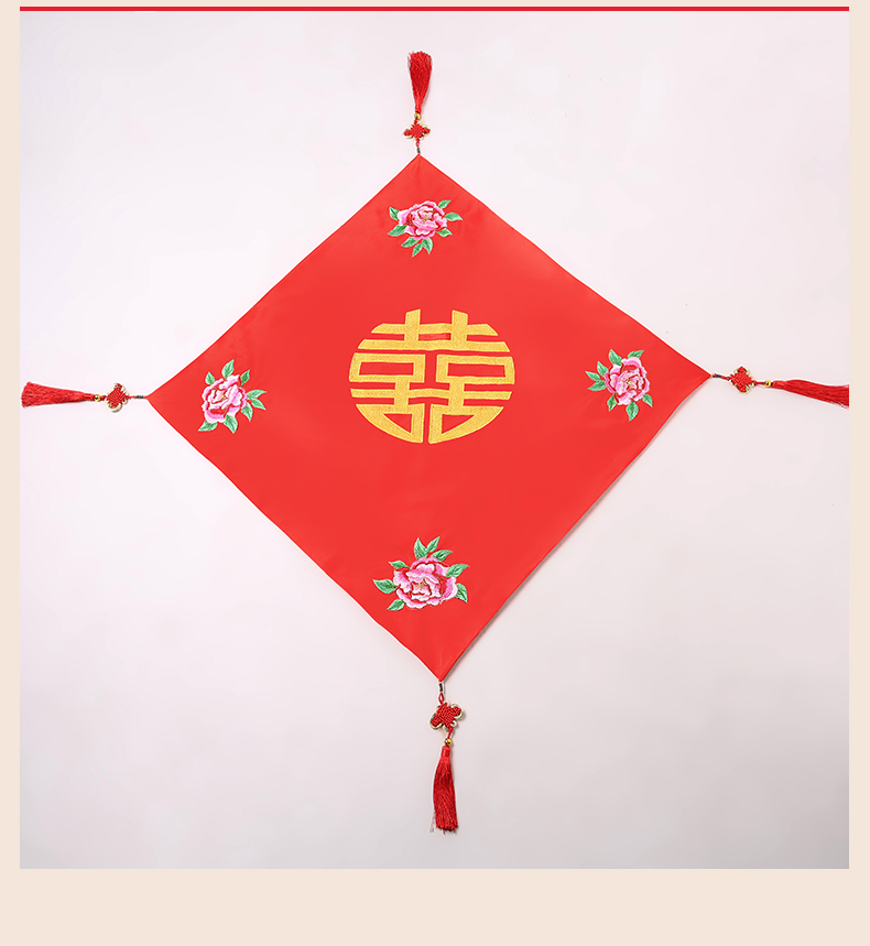 花藺中式新娘頭飾紅蓋頭，唯美中國(guó)結(jié)喜帕新娘