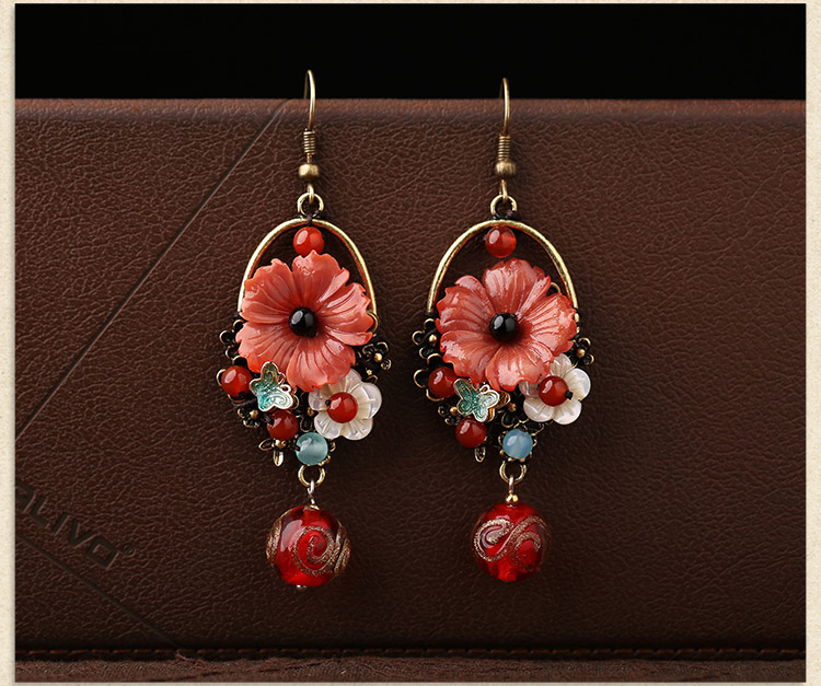 氣質(zhì)家佳樂文學耳環(huán)：唯美瑪瑙花朵耳墜耳環(huán)