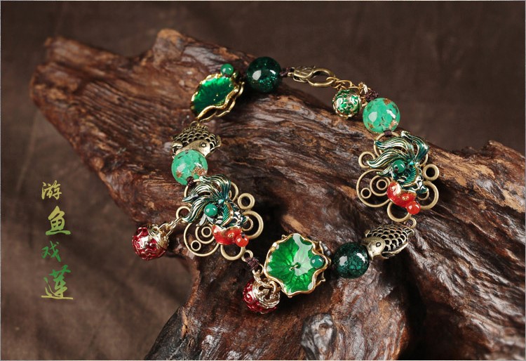 游魚(yú)戲蓮腳鏈:唯美古風(fēng)鈴鐺個(gè)性腳鏈