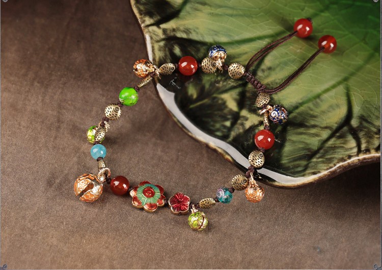 多彩鈴鐺腳鏈:古雅燦溪魚兒個性腳鏈