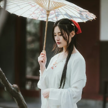 清新文藝帶傘女生頭像，唯美古風真人頭像
