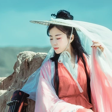 文藝俠客帶兵器女生頭像，唯美古風(fēng)真人頭像