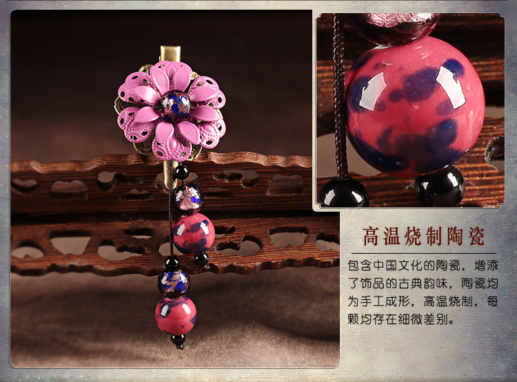 簡約時尚復古頭飾:紫姍花朵發(fā)夾頭飾