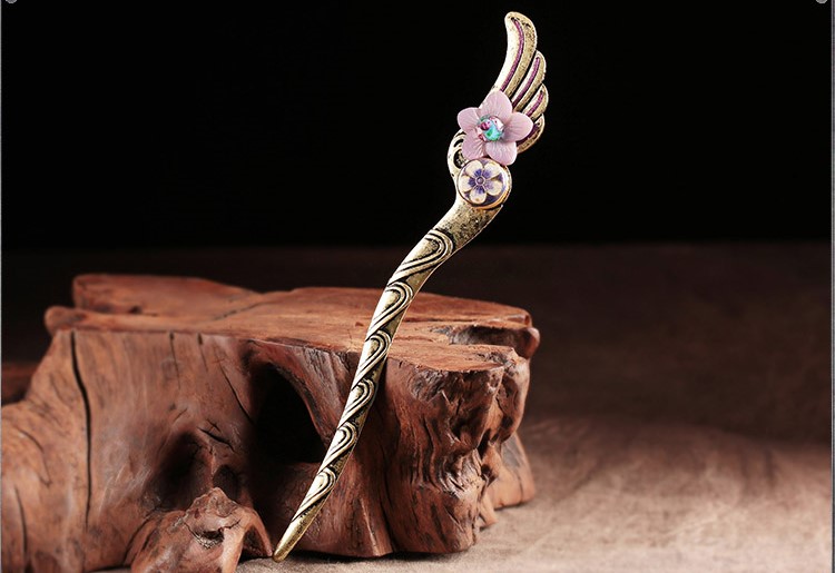 古風(fēng)簡約發(fā)簪:飛仙淡紫貝殼花朵簪子頭飾