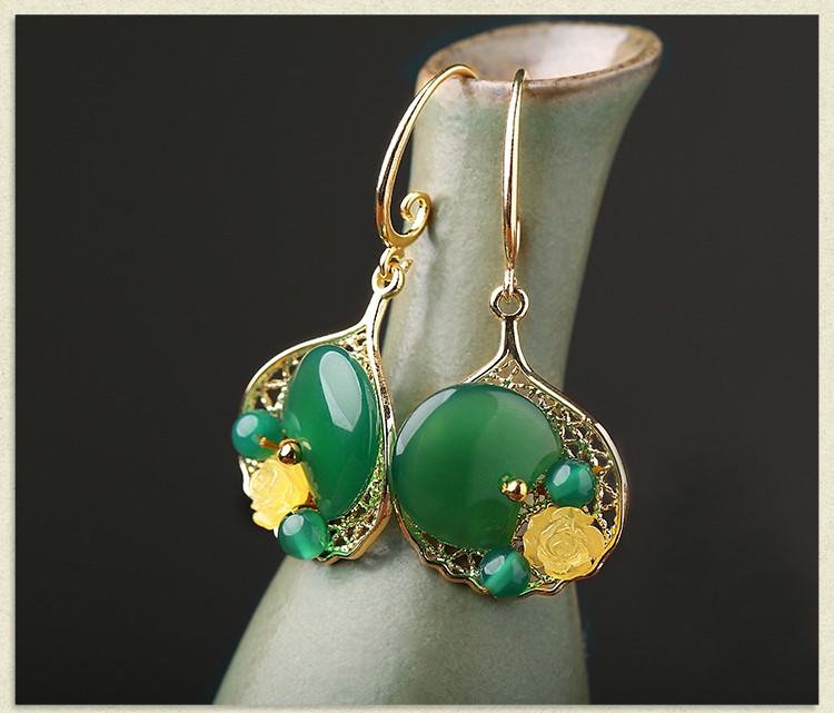 古風瑪瑙耳墜復古氣質耳環(huán)首飾