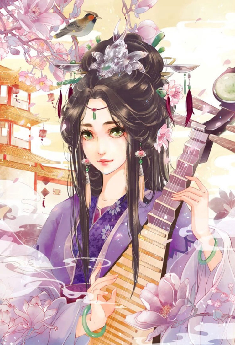 家佳樂文學(xué)美女手繪插畫圖片，五款唯美古風(fēng)人物