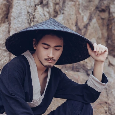 霸氣帶斗笠男生頭像，唯美古風(fēng)真人頭像