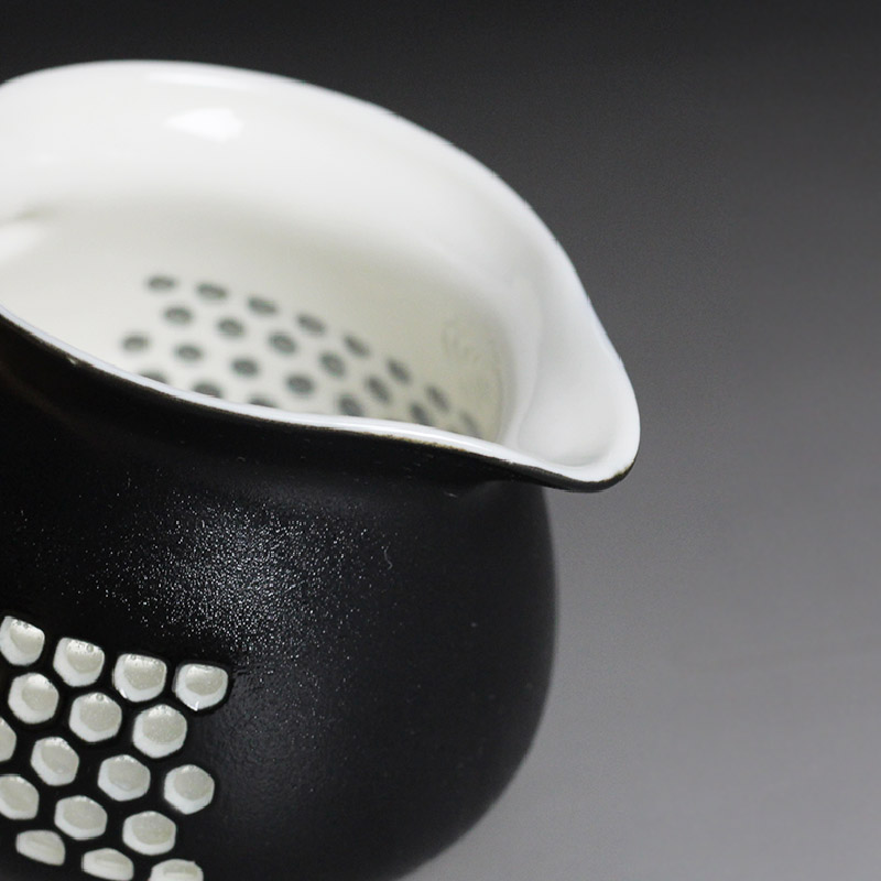 黑白蜂巢茶海，簡(jiǎn)約粗陶功夫茶具